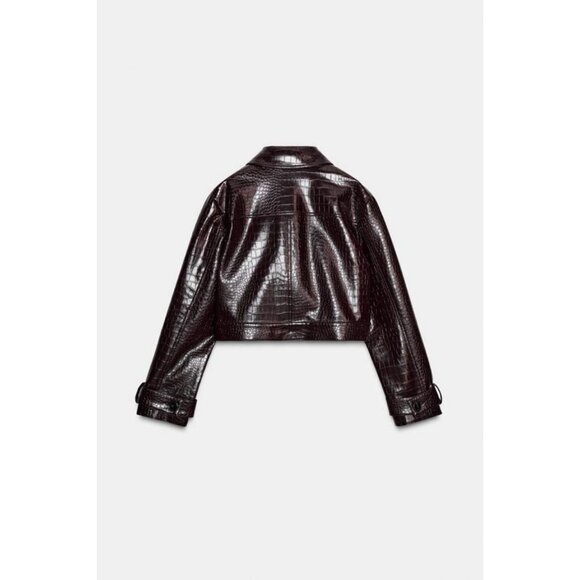 ZARA SHORT ANIMAL EMBOSSED FAUX LEATHER JACKET - Picture 5 of 6
